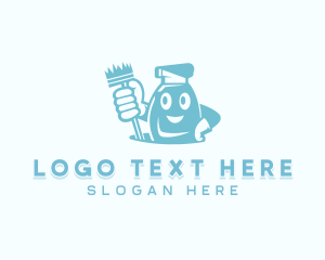 Cleaning Brush - Sanitation Cleaning Disinfection logo design