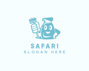 Spray Bottle - Sanitation Cleaning Disinfection logo design