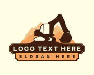 Worker - Excavator Backhoe Mining logo design
