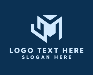 Heptagon - Blue Geometric Letter M logo design