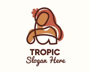 Tropical Flower Lady Monoline logo design