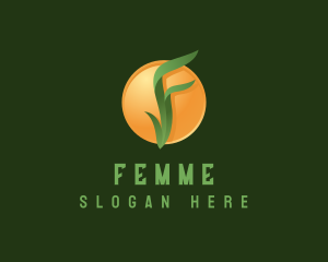 Letter F Leaf Wellness logo design