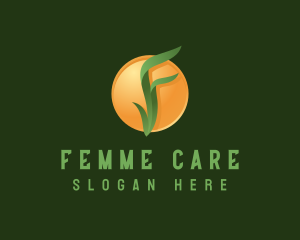 Letter F Leaf Wellness logo design