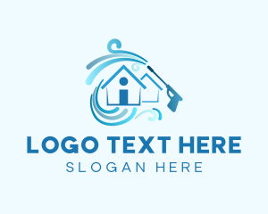 Home Cleaning - Blue Pressure Washing Home logo design