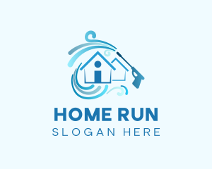 Blue Pressure Washing Home logo design