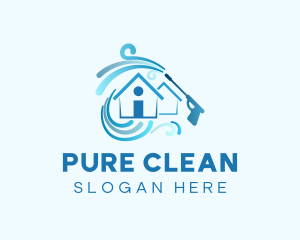 Blue Pressure Washing Home logo design