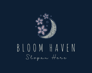 Floriculture - Doodle Flower Moon logo design