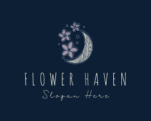 Doodle Flower Moon  logo design