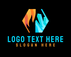 Warn - Flame Ice Hexagon logo design