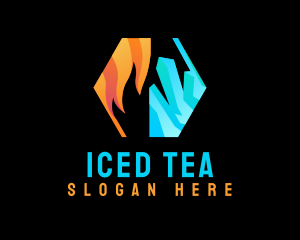 Flame Ice Hexagon logo design