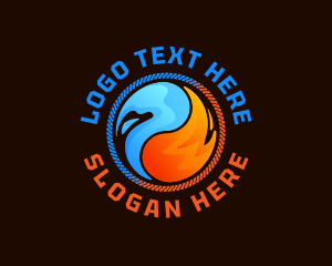Blue Flame - Fire Water Thermal logo design