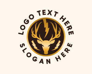 Stag - Electricity Power Deer logo design