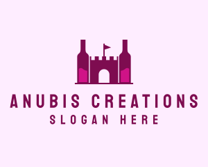 Wine Bottle Castle  logo design