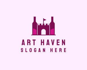 Wine Bottle Castle  logo design