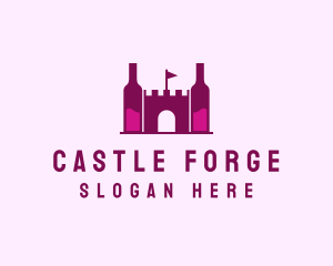 Wine Bottle Castle  logo design