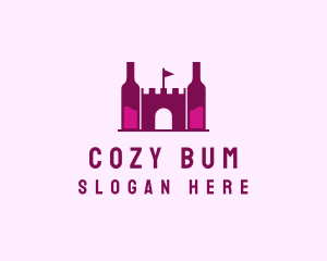 Wine Bottle Castle  logo design