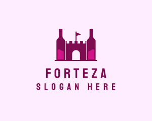 Wine Bottle Castle  logo design