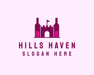 Wine Bottle Castle  logo design