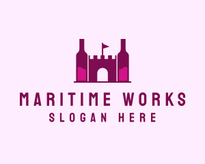 Wine Bottle Castle  logo design