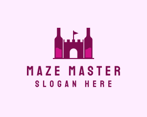 Wine Bottle Castle  logo design