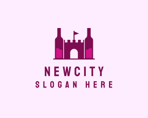 Wine Bottle Castle  logo design