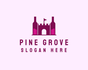 Wine Bottle Castle  logo design