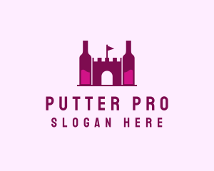 Wine Bottle Castle  logo design