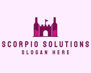 Wine Bottle Castle  logo design