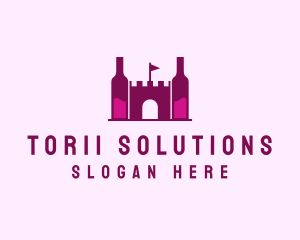 Wine Bottle Castle  logo design