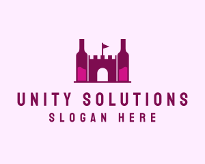 Wine Bottle Castle  logo design