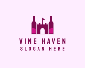 Wine Bar - Wine Bottle Castle logo design