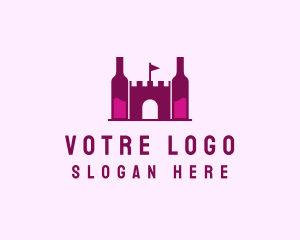 Red Wine - Wine Bottle Castle logo design