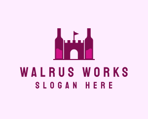 Wine Bottle Castle  logo design