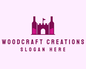 Wine Bottle Castle  logo design