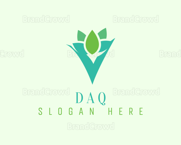 Botanical Flower Letter V Logo