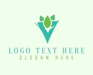 Organic - Botanical Flower Letter V logo design