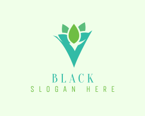 Vegan - Botanical Flower Letter V logo design