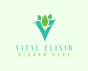 Botanical Flower Letter V logo design