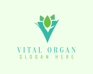 Botanical Flower Letter V logo design