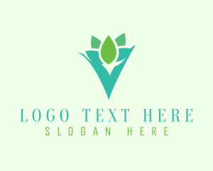 Botanical Flower Letter V Logo