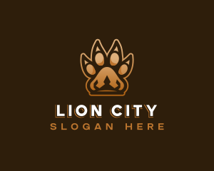 Lion Crown Paw logo design