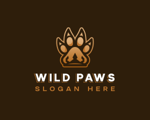 Lion Crown Paw logo design