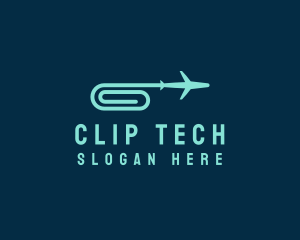 Paper Clip Airplane logo design