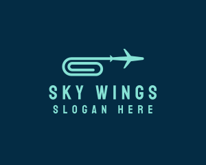 Paper Clip Airplane logo design