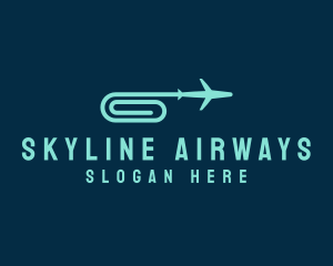 Airliner - Paper Clip Airplane logo design