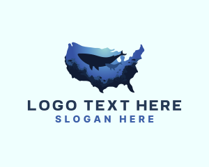 Whale - America Ocean Whale logo design