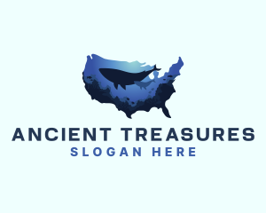 America Ocean Whale logo design