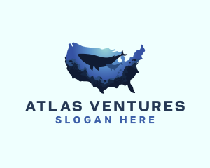 America Ocean Whale logo design