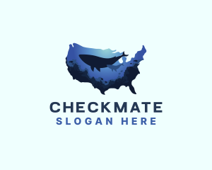 America Ocean Whale logo design