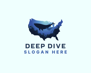 Deep - America Ocean Whale logo design